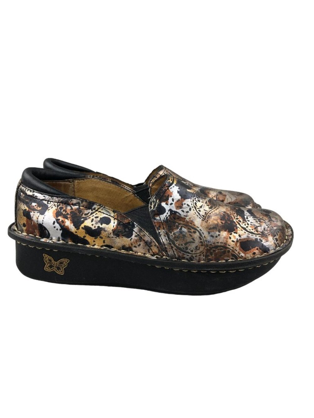 Alegria Women's EU 35 (5-5.5) Debra Rome Metallic Bronze Black Silver Gold Clogs